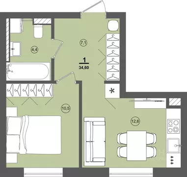1-к кв. Удмуртия, Завьяловский район, д. Хохряки, Богатыри мкр 12 ...