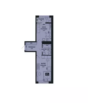 1-к кв. Адыгея, Тахтамукайский район, Яблоновский пгт  (38.23 м)