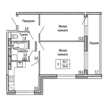 2-к кв. Приморский край, Владивосток На Черняховского жилой квартал,  ...