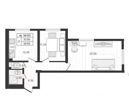 2-к кв. Ленинградская область, Гатчинский муниципальный округ, д. ...