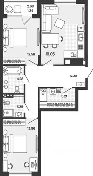 2-к кв. Калининградская область, Гурьевский муниципальный округ, пос. ...