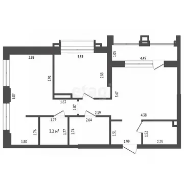 2-к кв. Тюменская область, Тюмень ул. Евгения Войнова, 3 (57.9 м)