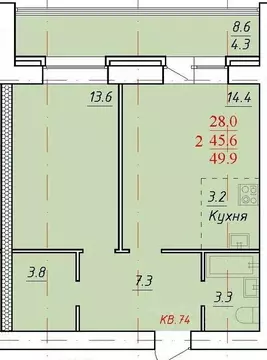 2-к кв. Алтайский край, Новоалтайск Индустриальная ул., 18 (49.9 м)