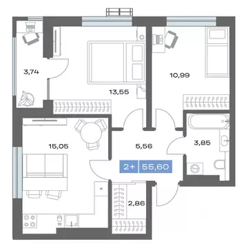 2-к кв. Тюменская область, Тобольск Зона ВУЗов тер., Ритм жилой ...