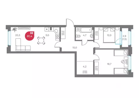 3-к кв. Пермский край, Пермь Советская ул., 16 (81.4 м)
