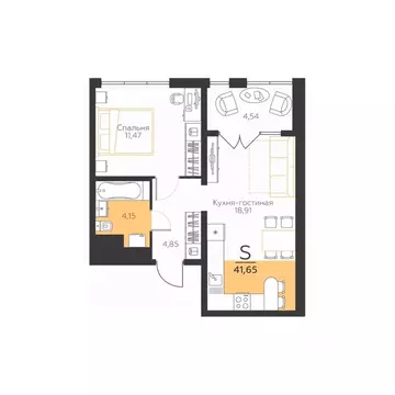1-к кв. Тульская область, Тула городской округ, пос. Молодежный 10 ...