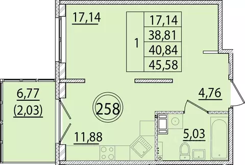 1-к кв. Санкт-Петербург пос. Шушары, ул. Соколиная, 4к1 (38.81 м)