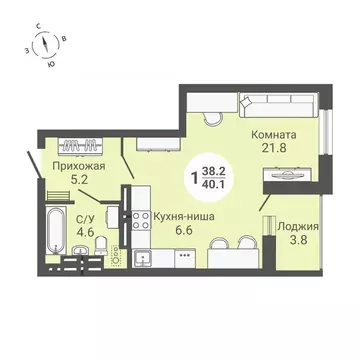 Студия Новосибирская область, Новосибирск ул. Петухова, 172 (40.1 м)