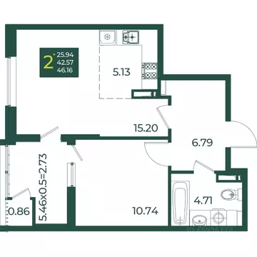 2-к кв. Краснодарский край, Краснодар Образцово мкр,  (46.16 м)