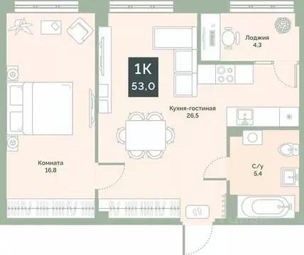 1-к кв. Курганская область, Курган Заозерный жилрайон, 6А мкр, ул. ...