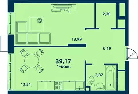 1-к кв. Башкортостан, Уфа ул. Ивана Спатара, 14 (39.17 м)