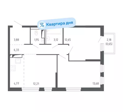 2-комнатная квартира: Тюмень, улица Юрия Рогачева, 9к2 (58.2 м)