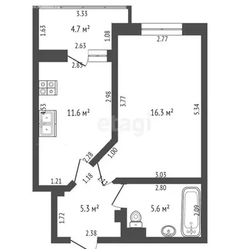 1-комнатная квартира: Анапа, улица Ленина, 15 (38.8 м)