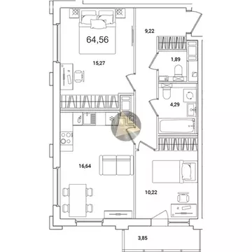 2-комнатная квартира: Санкт-Петербург, Суздальское шоссе, 18к4 (64.56 ...