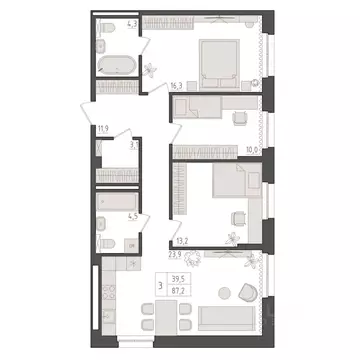 3-к кв. Башкортостан, Уфа 563-й кв-л,  (87.2 м)