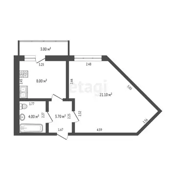 1-комнатная квартира: Таганрог, 1-я Котельная улица, 67 (36.8 м)