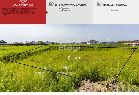 Участок в Хабаровский край, Хабаровский район, Тополевское с/пос, с. ...