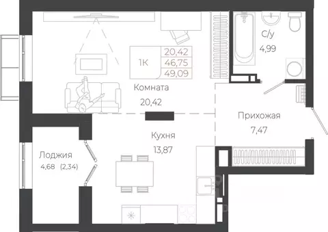 1-к кв. Алтай, Майминский район, с. Майма ул. Энергетиков (49.09 м)