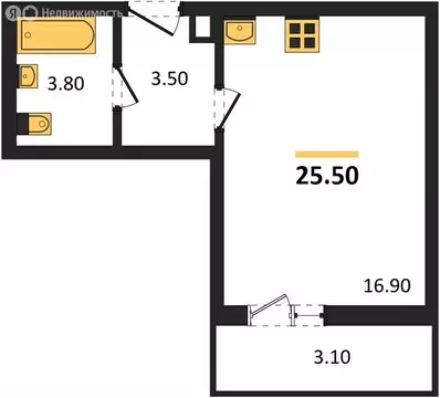 Квартира-студия: Воронеж, улица Пескова, 6 (25.5 м)