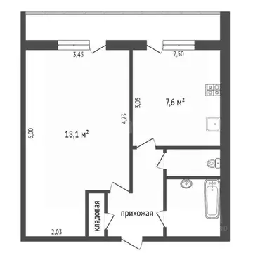 1-к кв. Воронежская область, Воронеж ул. Артамонова, 12 (34.6 м)