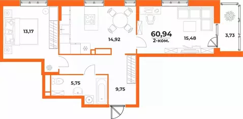 2-к кв. Хабаровский край, Хабаровск Брянский пер. (60.94 м)