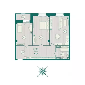 2-к кв. Приморский край, Владивосток Русская ул., 5А (80.8 м)