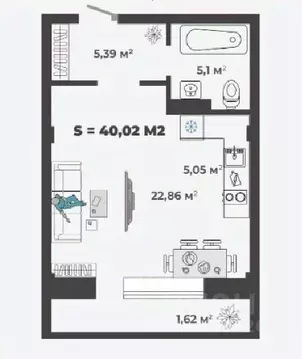 1-к кв. Хакасия, Абакан ул. Генерала Тихонова, 5 (40.02 м)