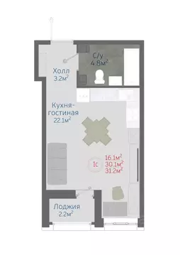 1-к кв. Воронежская область, Новоусманский район, пос. Отрадное ул. ...