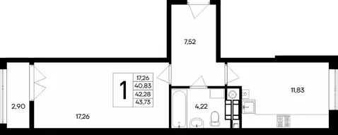 1-к кв. Крым, Евпатория Сезоны жилой комплекс (43.73 м)