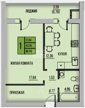 1-к кв. Калужская область, Калуга ул. Хорошая, 15 (43.5 м)
