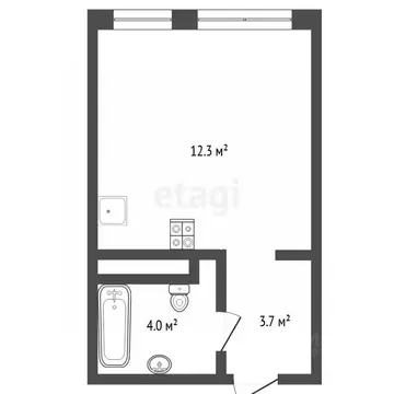 Студия Тюменская область, Тюмень ул. Евгения Войнова, 3 (25.1 м)