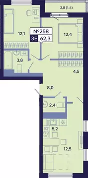 3-к кв. Саха (Якутия), Якутск ул. Новопортовская, 1Д (62.1 м)