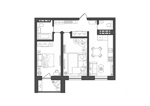 2-к кв. Волгоградская область, Волгоград Квартал жилой комплекс (56.2 ...