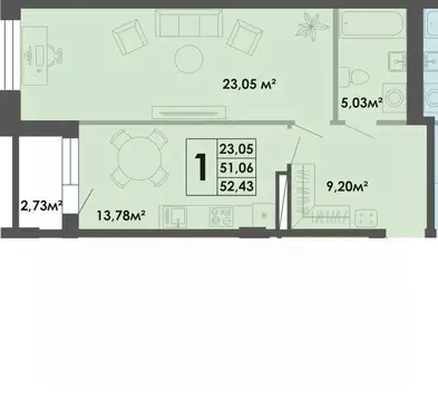 1-к кв. Саха (Якутия), Якутск ул. Богатырева, 9 (52.47 м)