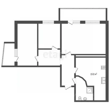 3-к кв. Тюменская область, Тюмень ул. Газовиков, 25к2 (81.7 м)