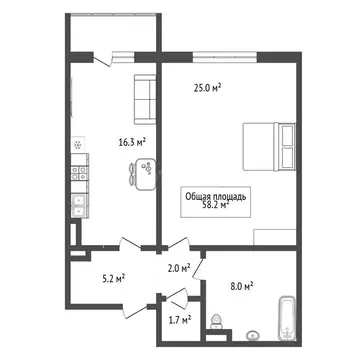 1-комнатная квартира: Новосибирск, улица Татьяны Снежиной, 45 (58.2 м)