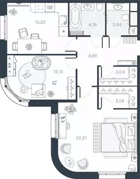 2-к кв. Санкт-Петербург Гавань тер.,  (70.79 м)