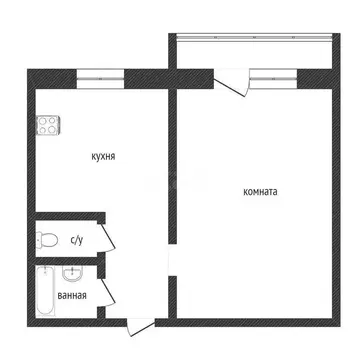 1-комнатная квартира: Курган, Куртамышская улица, 18 (32.5 м)