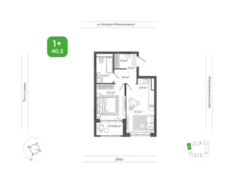2-к кв. Новосибирская область, Новосибирск Природные кварталы Сибирия ...