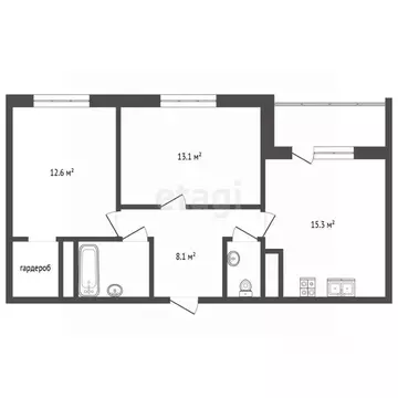 2-к кв. Омская область, Омск Волгоградская ул., 49 (59.5 м)