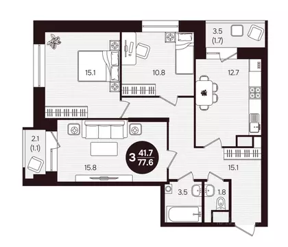 3-к кв. Чувашия, Новочебоксарск ул. 10-й Пятилетки, поз5 (77.6 м)