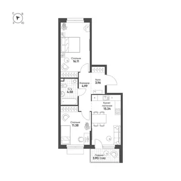 2-к кв. Свердловская область, Екатеринбург Сортировочный жилрайон, ...