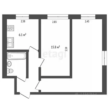 2-к кв. Вологодская область, Череповец Парковая ул., 24 (41.1 м)