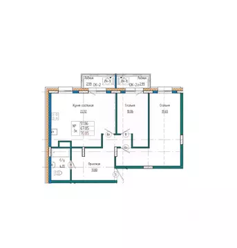 3-к кв. Саха (Якутия), Якутск ул. Кузьмина, 18 (70.85 м)