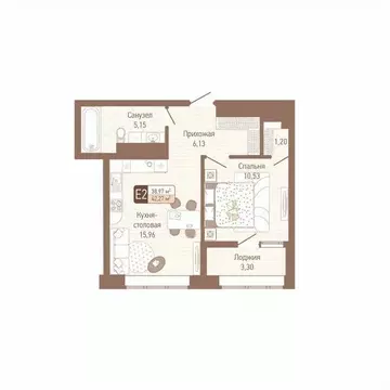 1-к кв. Тульская область, Тула Кулик жилой комплекс (40.62 м)