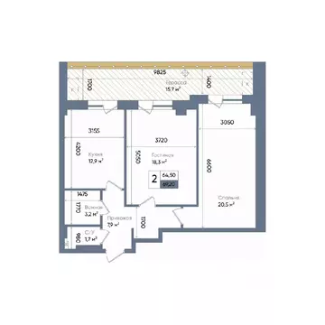 2-к кв. Ростовская область, Ростов-на-Дону просп. Стачки, 200с2 (70.8 ...