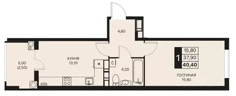 1-к кв. Ростовская область, Ростов-на-Дону Эстет жилой комплекс (40.4 ...