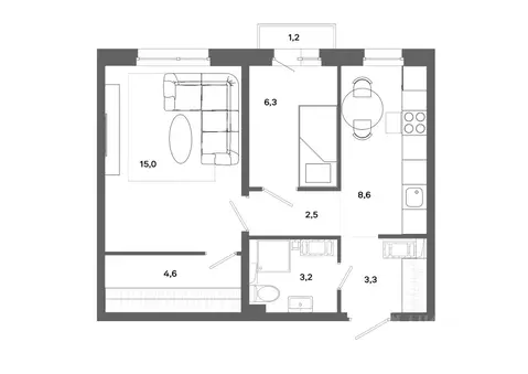 2-к кв. Ханты-Мансийский АО, Сургут ул. Ивана Захарова, 16 (43.5 м)