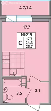 Квартира-студия: Новое Девяткино, Главная улица, 2 (25.7 м)