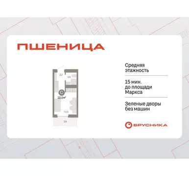 Квартира-студия: Новосибирский район, рабочий посёлок Краснообск, ...